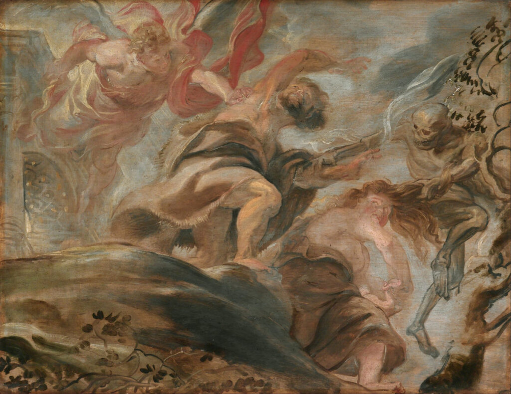 “The Expulsion from Eden”, by Rubens, 1620: Even if this story is an attempt to mythologise the trauma of birth, such an insight does not carry the matter much further